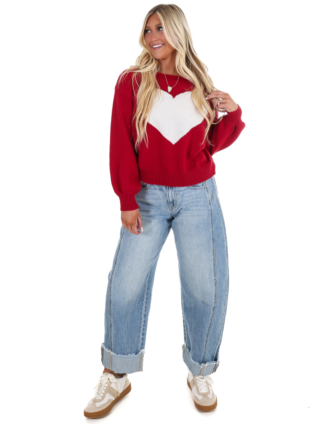 Simply Yours Off Shoulder Heart Sweater