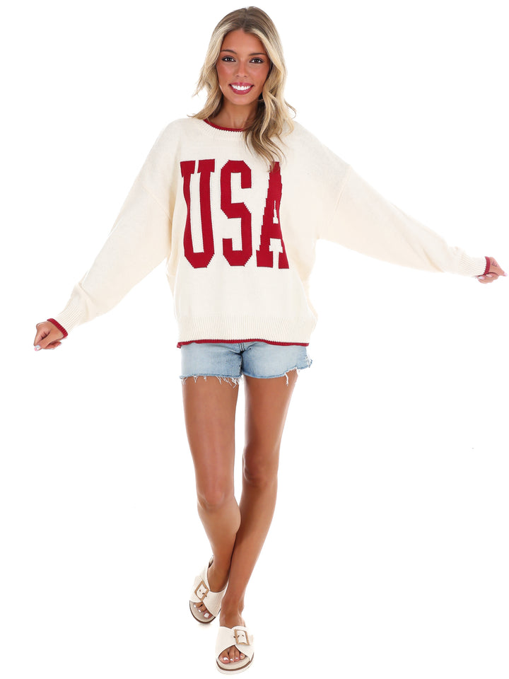 Red, White & Cute USA Sweater