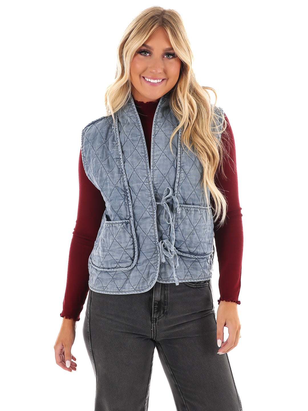 Read All About It Quilted Denim Vest