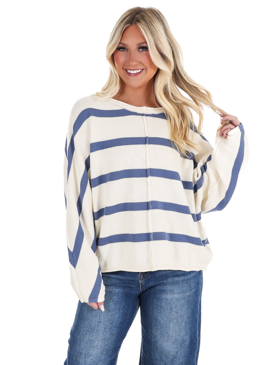 Laid Back Chic Stripe Dolman Sleeve Sweater