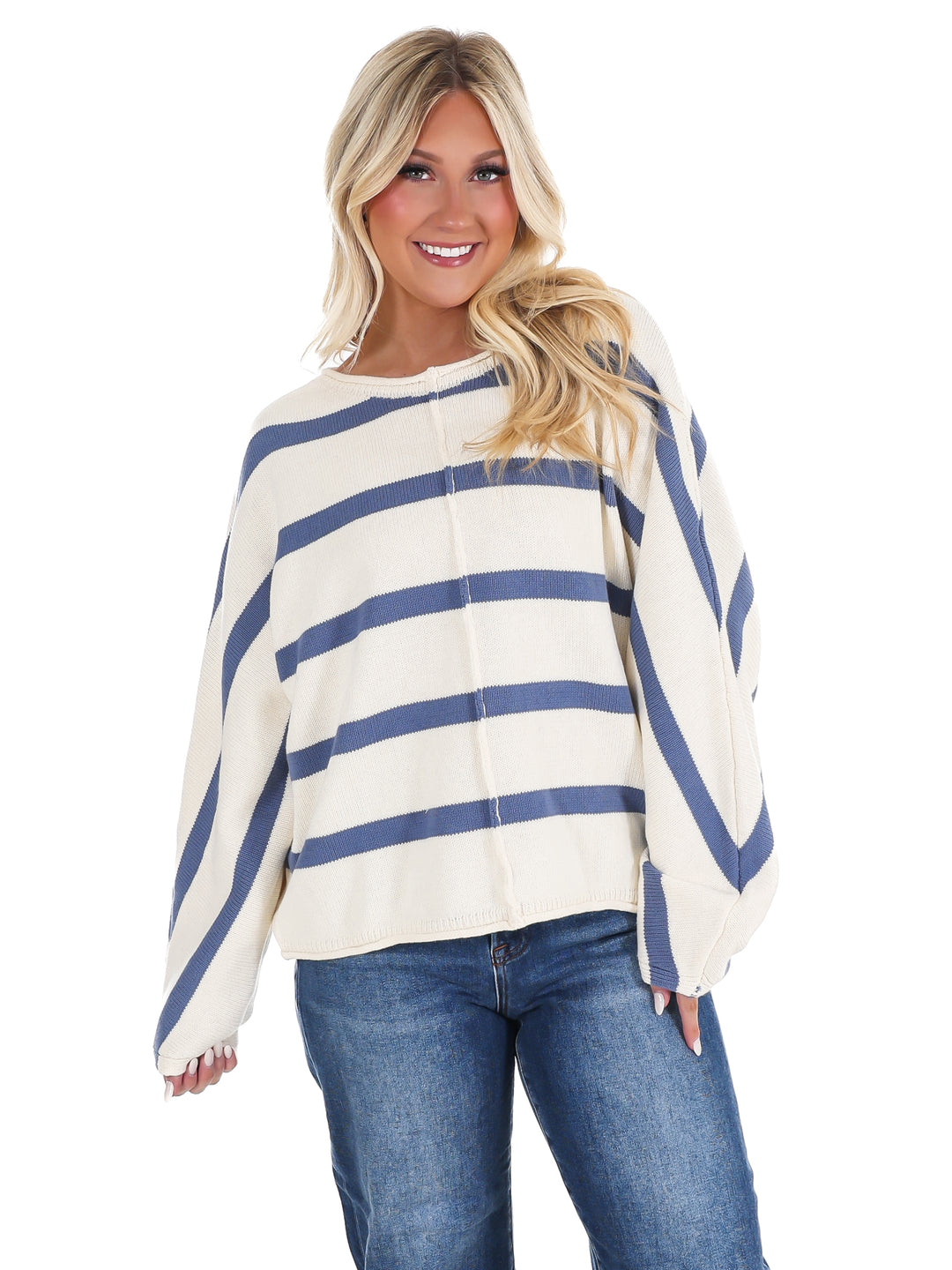 Laid Back Chic Stripe Dolman Sleeve Sweater