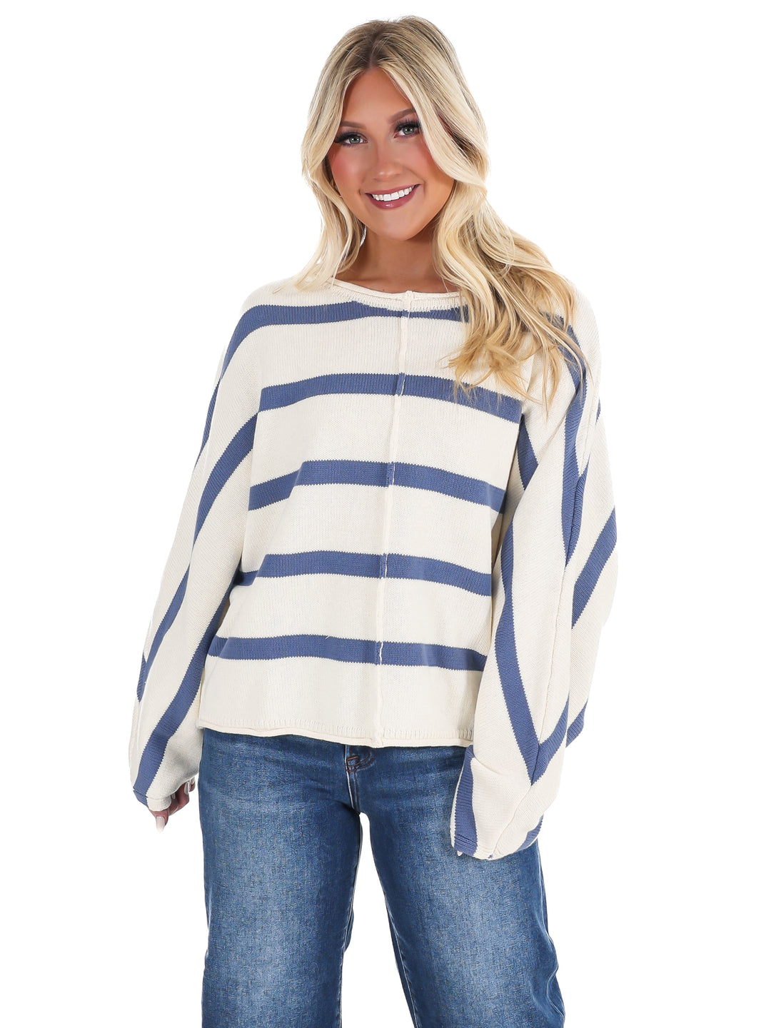 Laid Back Chic Stripe Dolman Sleeve Sweater