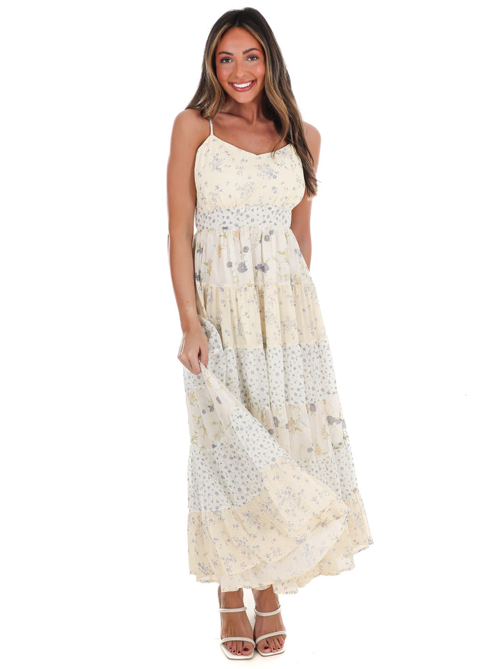 Meadow Inspired Mixed Floral Midi Dress
