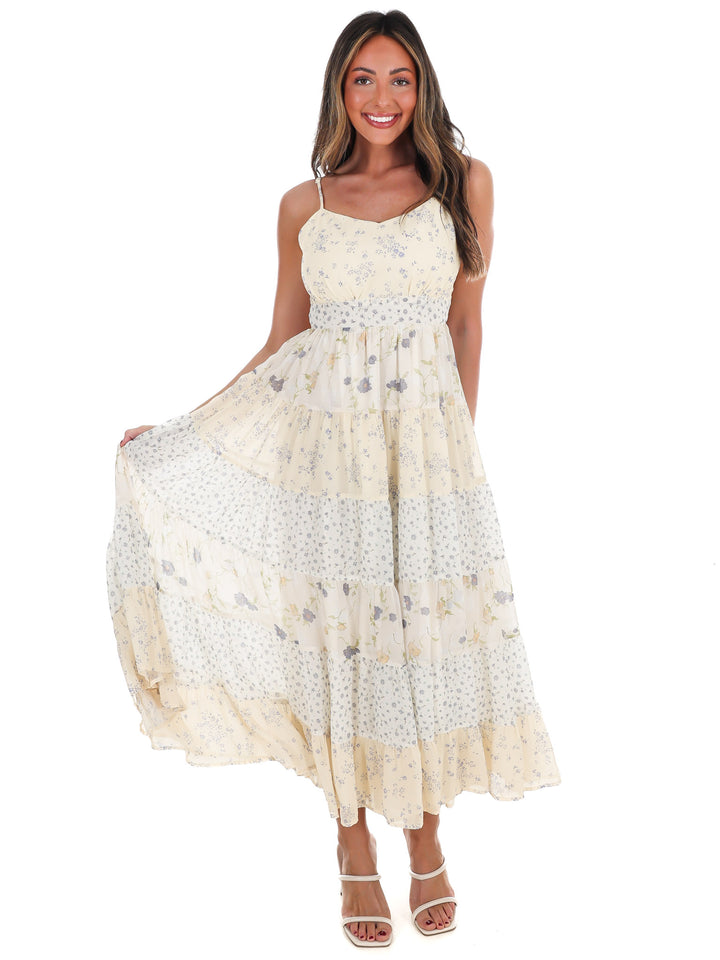 Meadow Inspired Mixed Floral Midi Dress