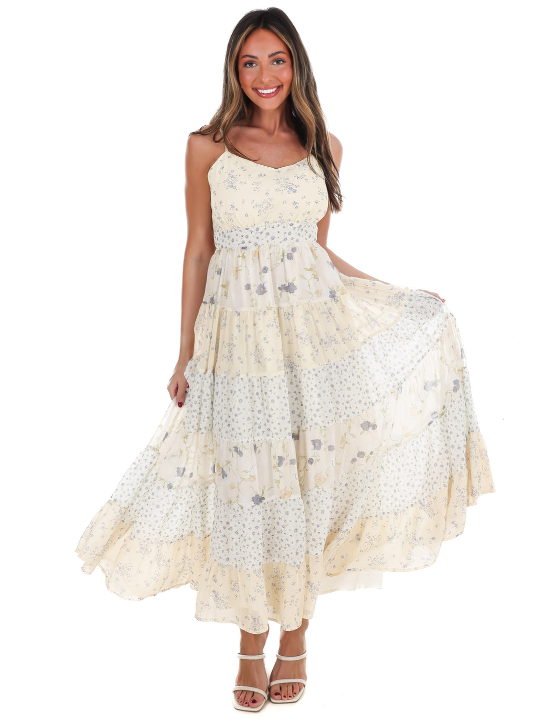 Meadow Inspired Mixed Floral Midi Dress