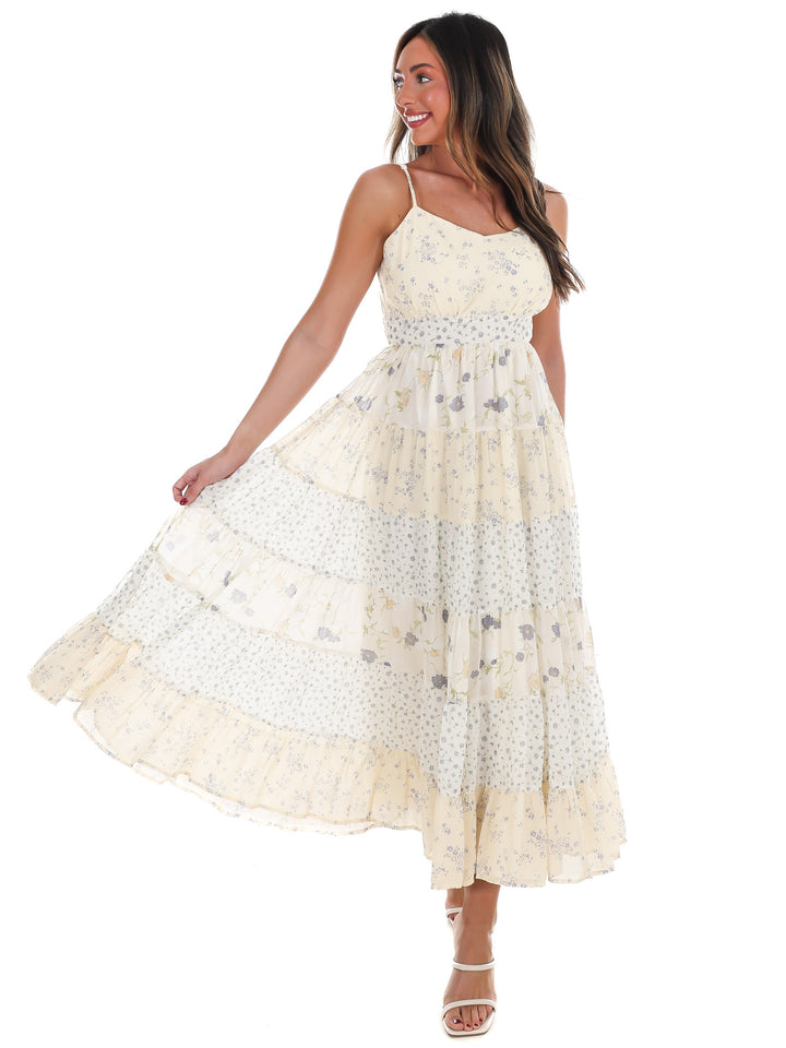 Meadow Inspired Mixed Floral Midi Dress