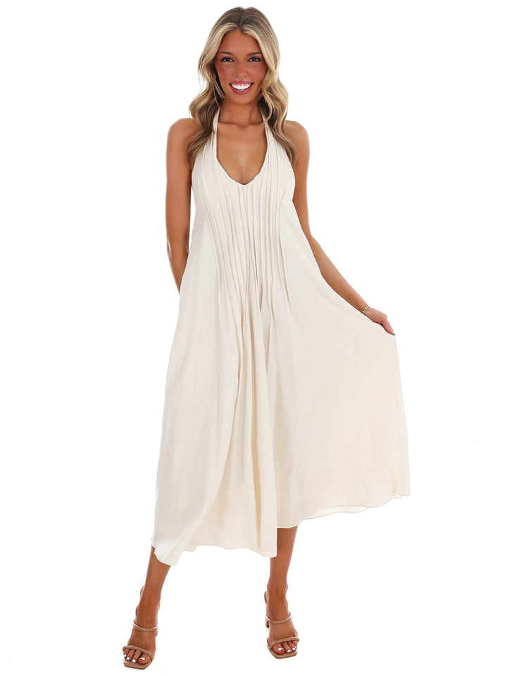 Softly Flowing Halter Midi Dress