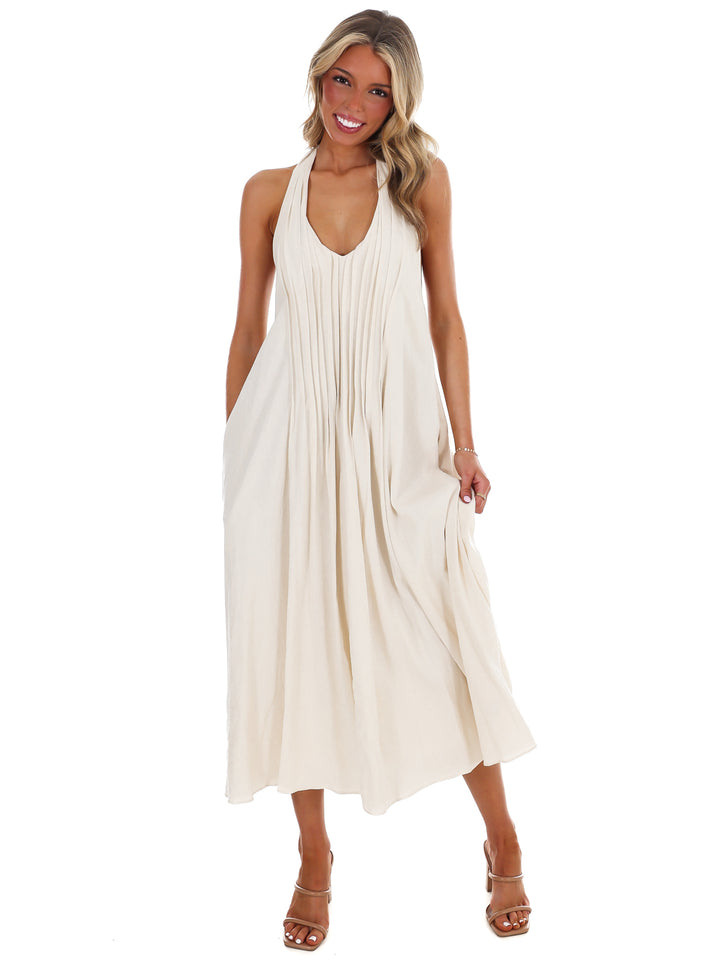 Softly Flowing Halter Midi Dress