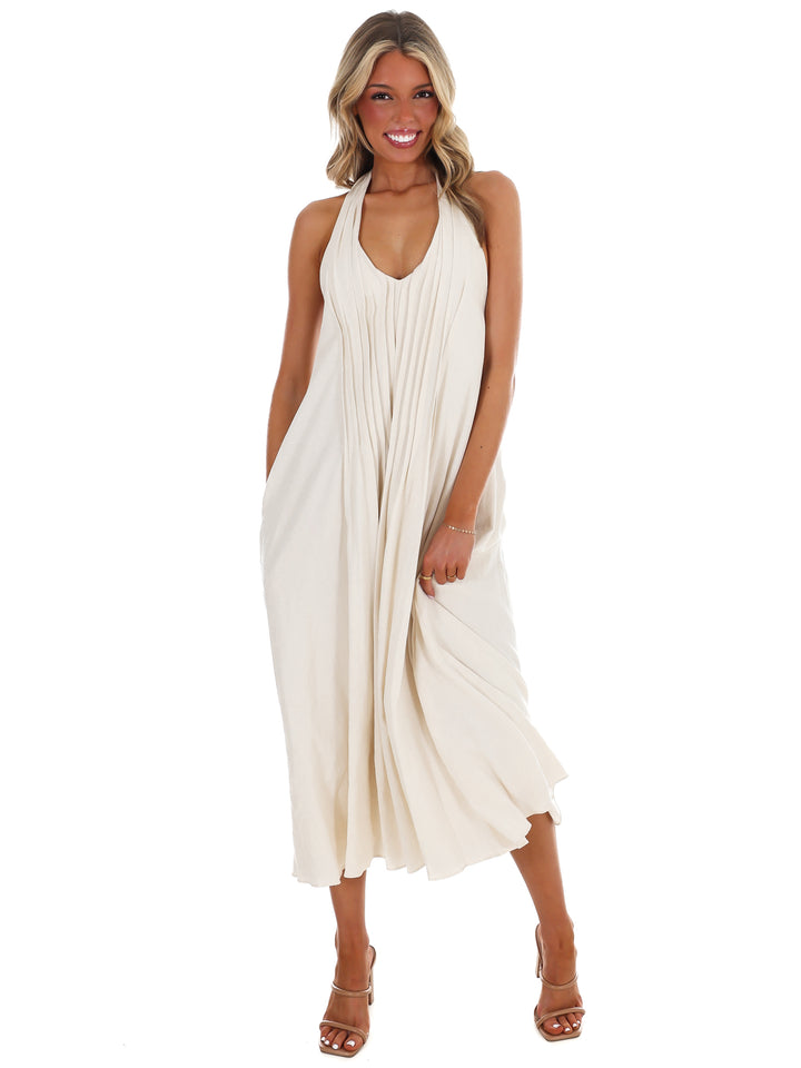 Softly Flowing Halter Midi Dress
