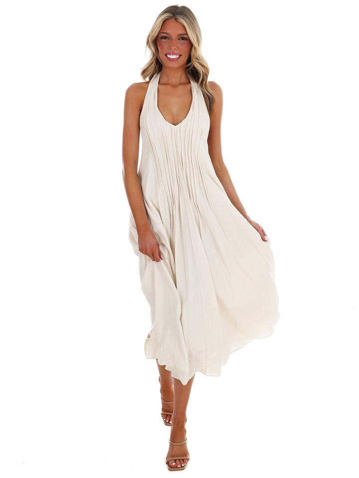 Softly Flowing Halter Midi Dress