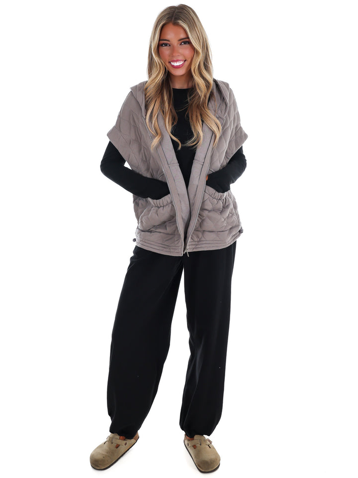 Bubble Quilt Cinch Hoodie Vest