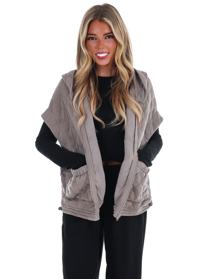 Bubble Quilt Cinch Hoodie Vest