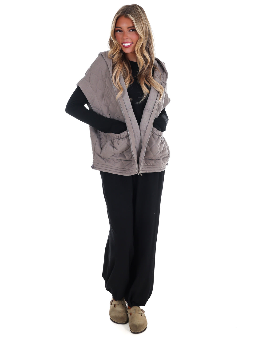 Bubble Quilt Cinch Hoodie Vest
