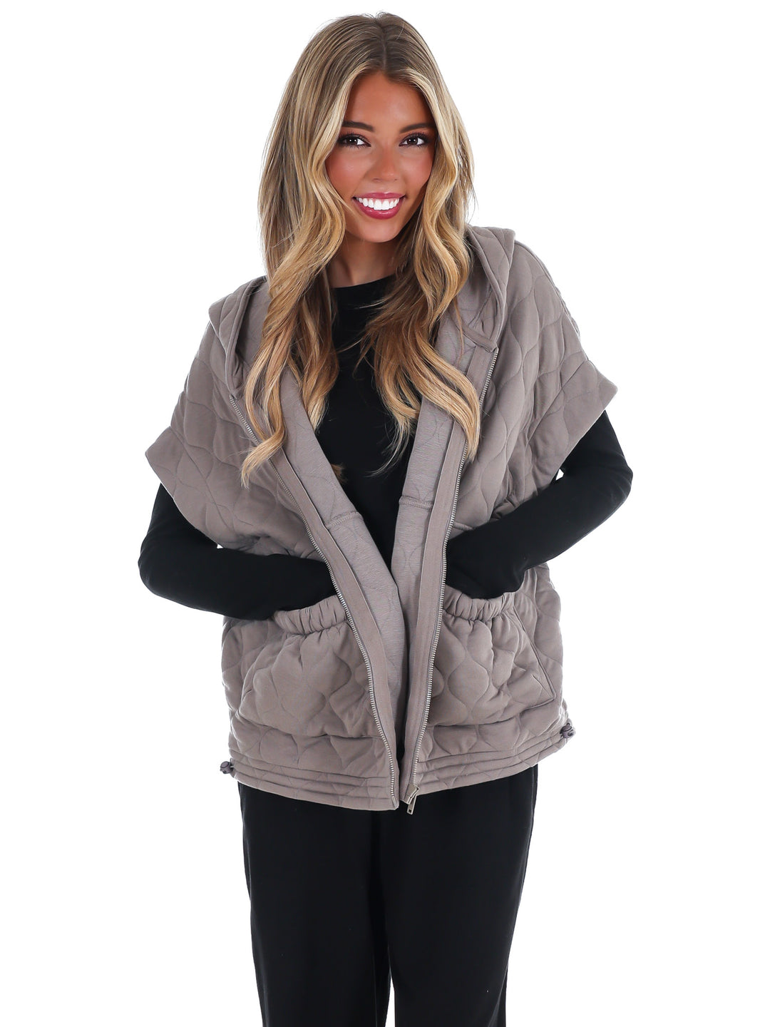 Bubble Quilt Cinch Hoodie Vest