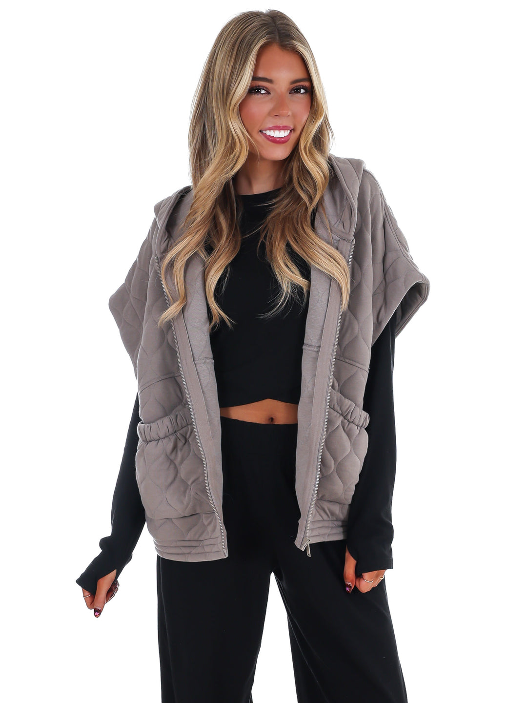 Bubble Quilt Cinch Hoodie Vest
