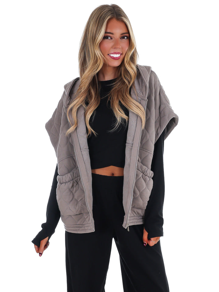 Bubble Quilt Cinch Hoodie Vest