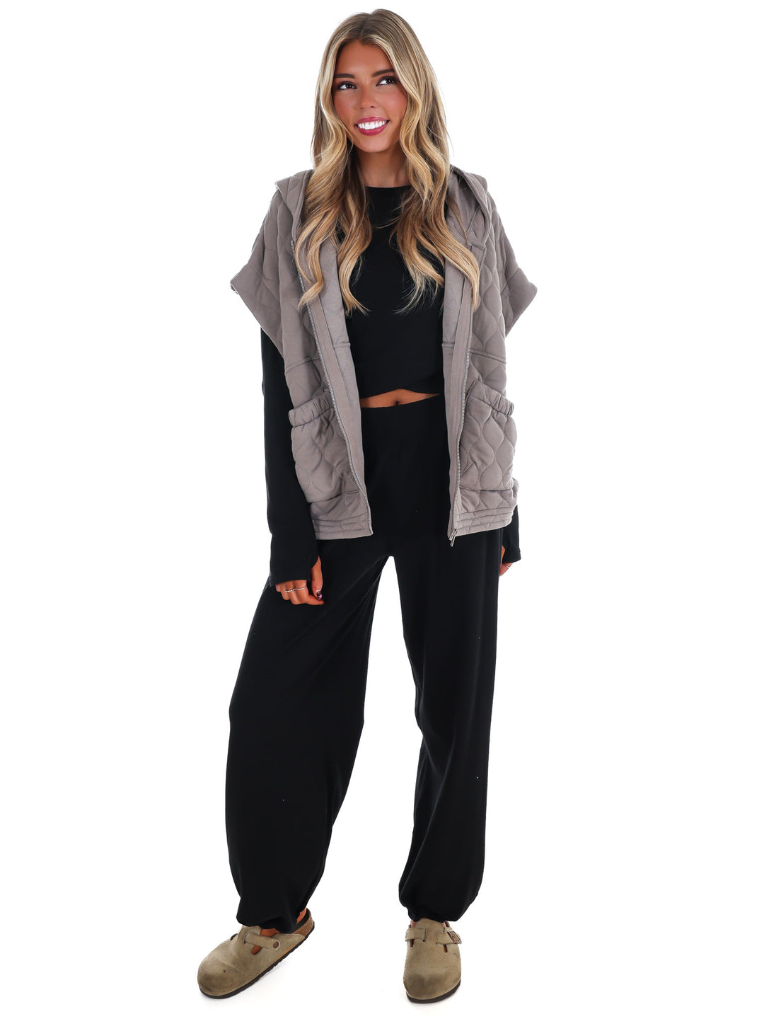 Bubble Quilt Cinch Hoodie Vest