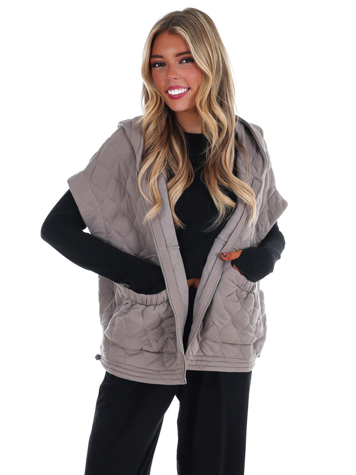 Bubble Quilt Cinch Hoodie Vest