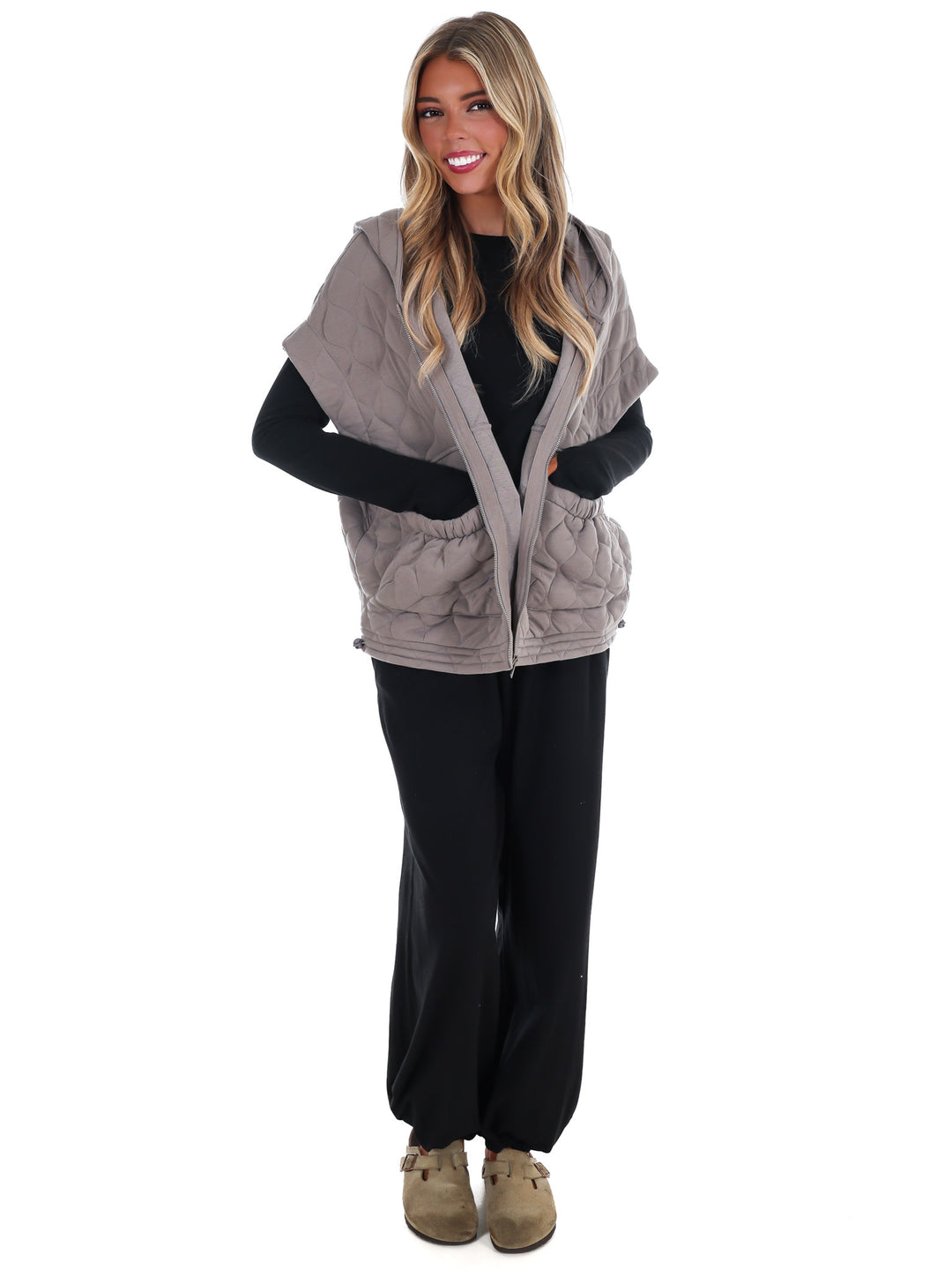 Bubble Quilt Cinch Hoodie Vest