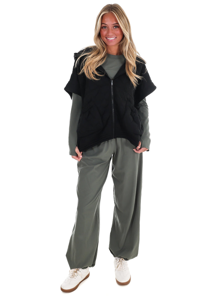 Bubble Quilt Cinch Hoodie Vest