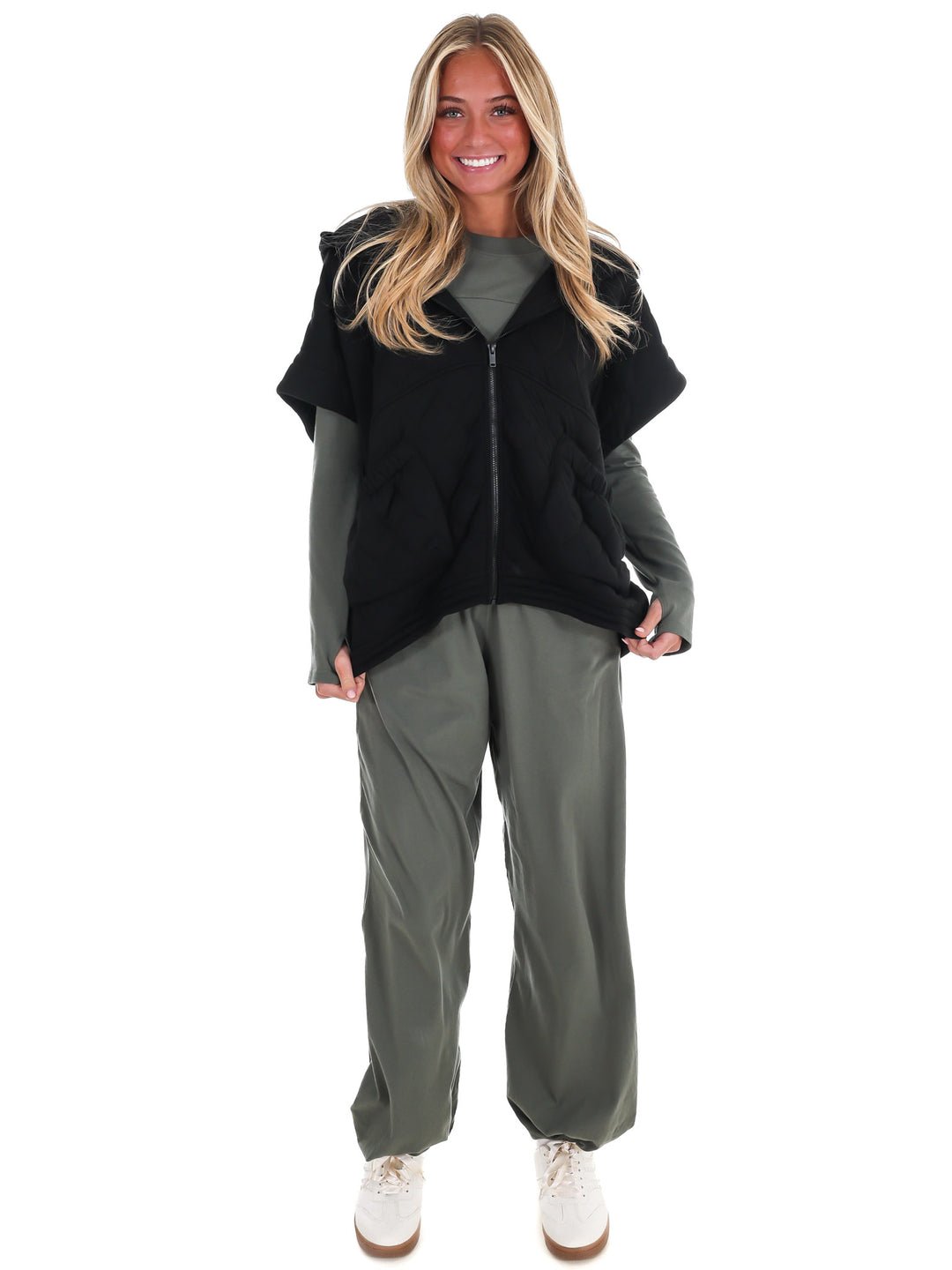 Bubble Quilt Cinch Hoodie Vest