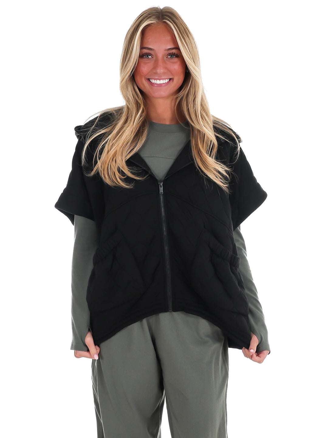Bubble Quilt Cinch Hoodie Vest