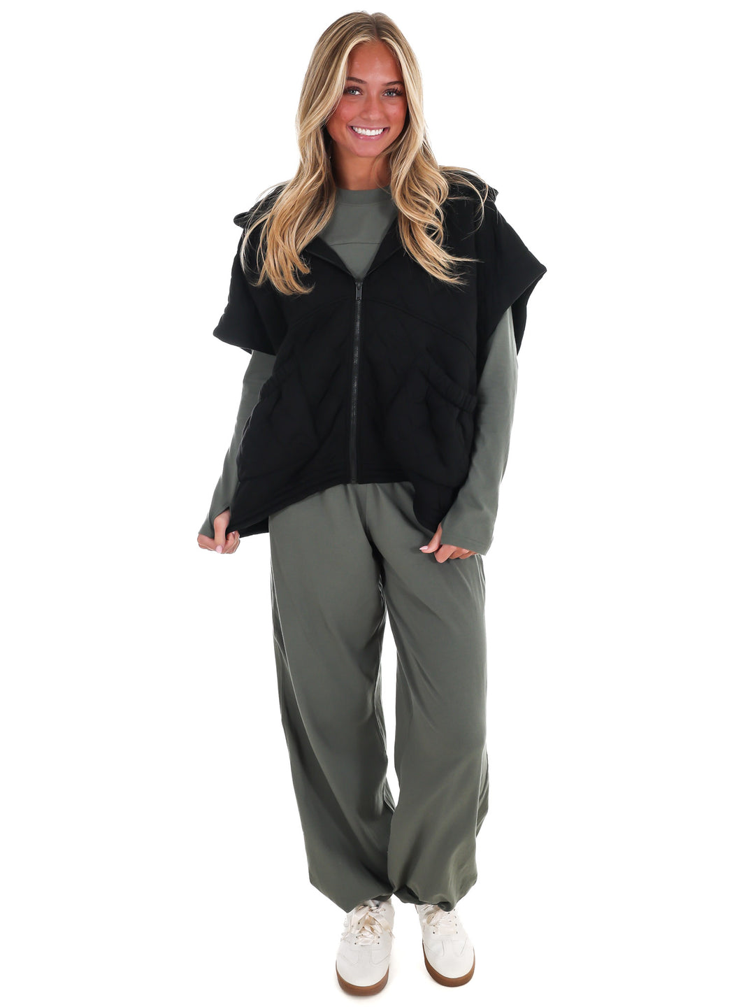 Bubble Quilt Cinch Hoodie Vest