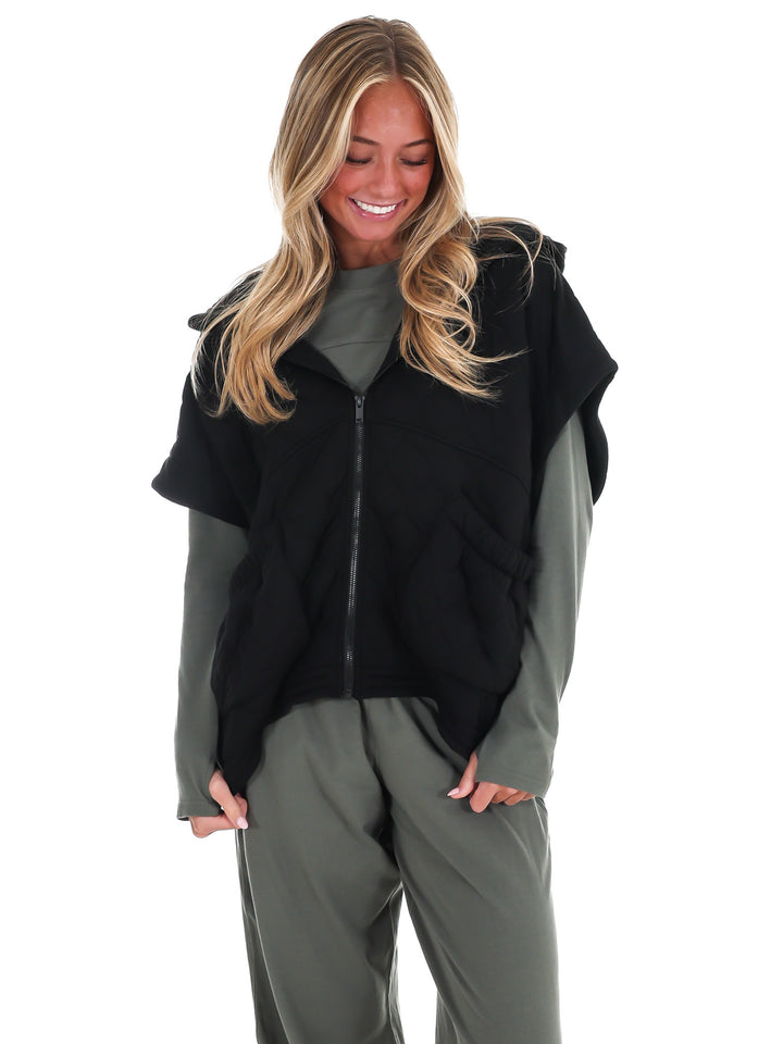 Bubble Quilt Cinch Hoodie Vest