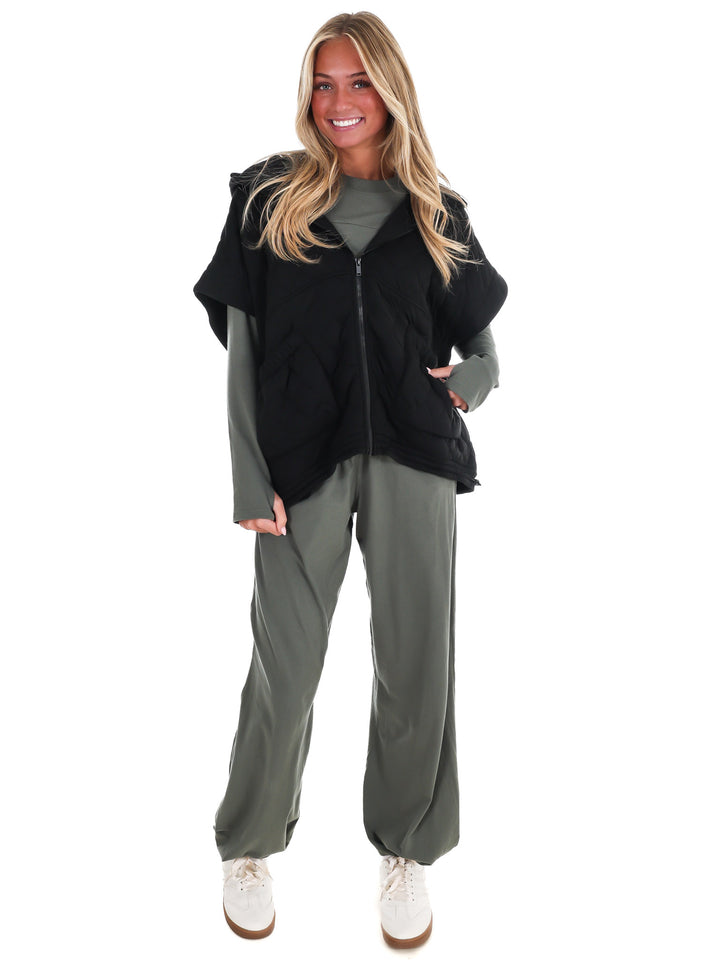Bubble Quilt Cinch Hoodie Vest