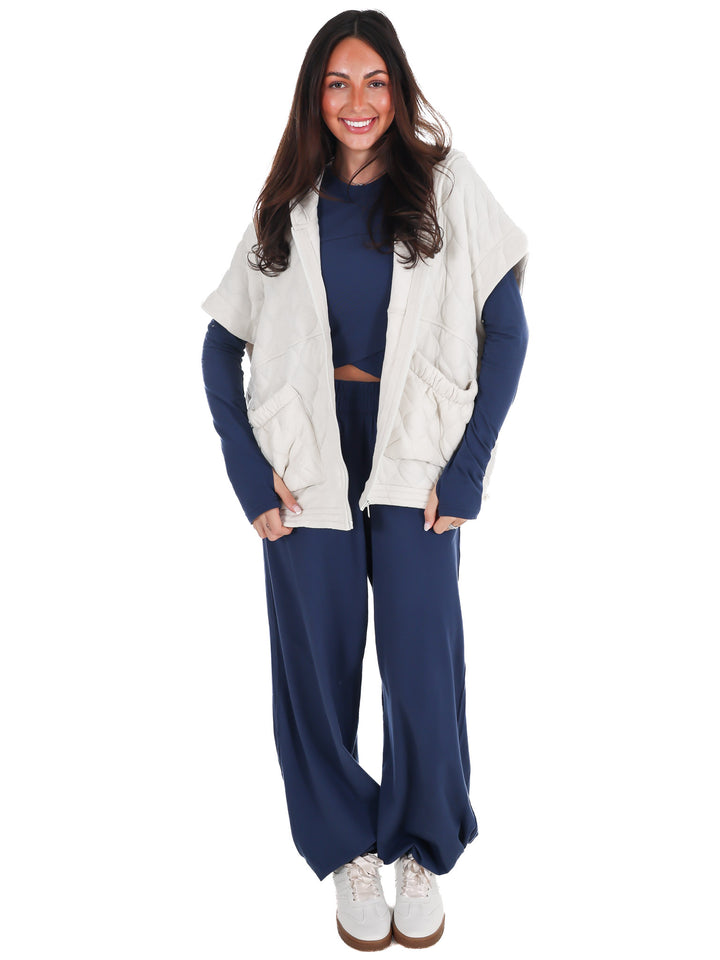 Bubble Quilt Cinch Hoodie Vest
