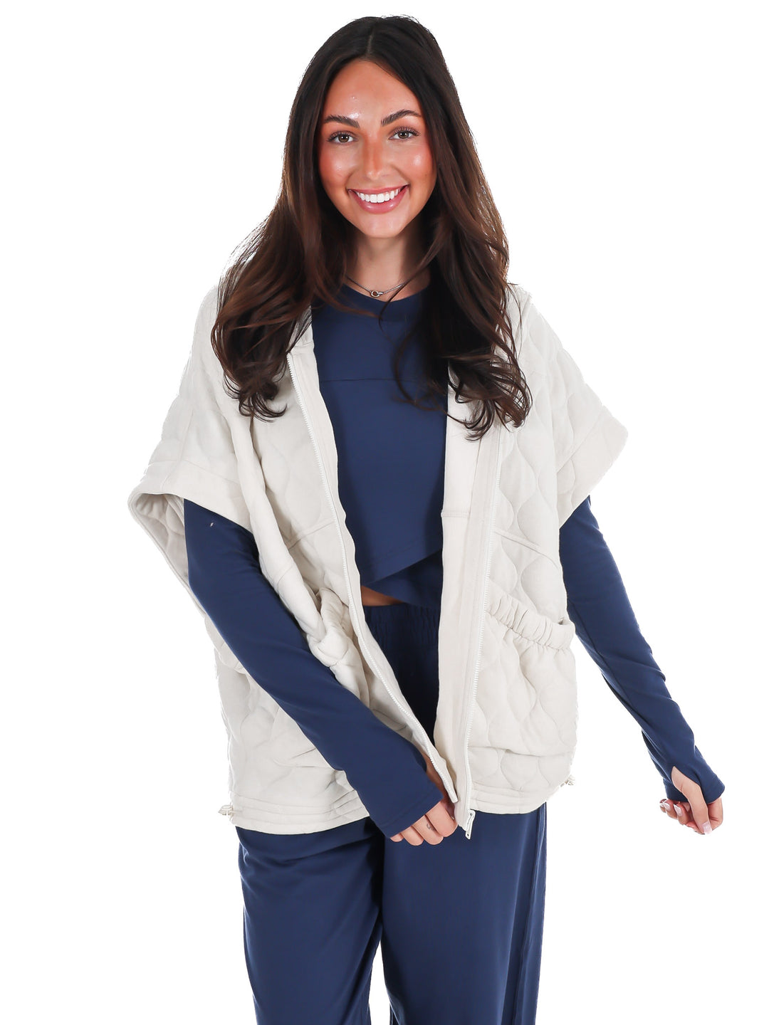 Bubble Quilt Cinch Hoodie Vest