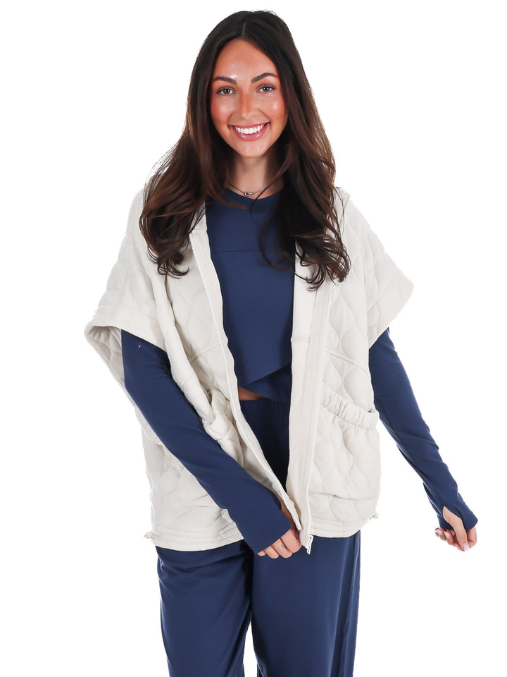 Bubble Quilt Cinch Hoodie Vest