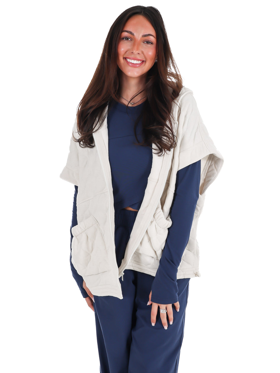 Bubble Quilt Cinch Hoodie Vest