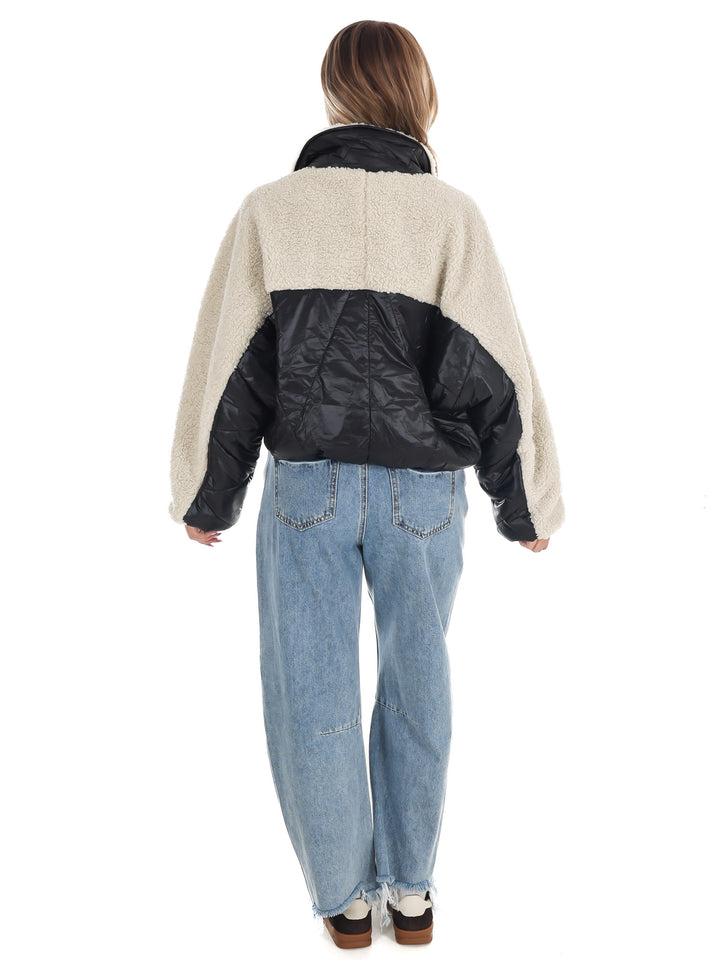 Everest Faux Leather Quilted Sherpa Jacket