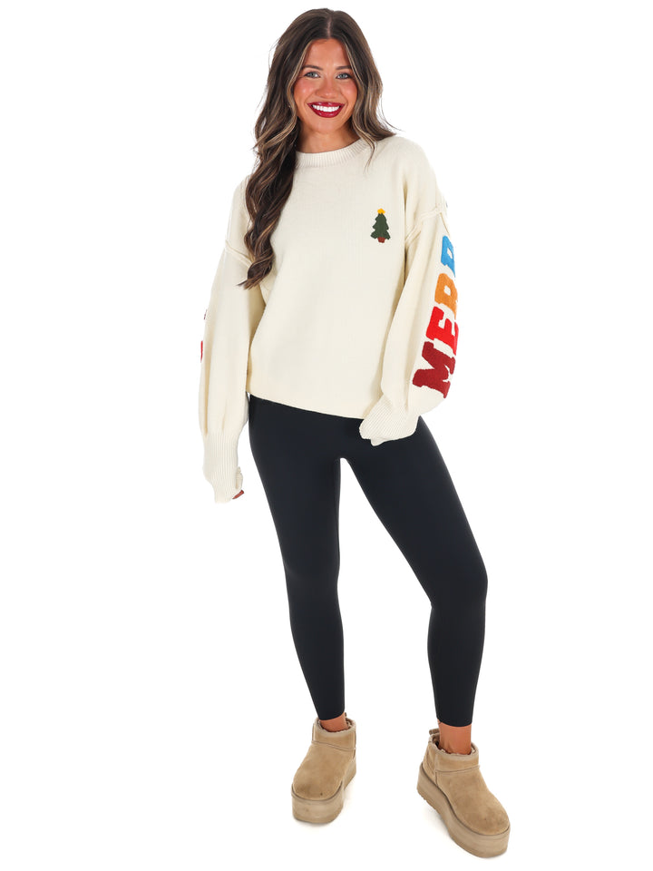 Merry Christmas Multicolor Knit Sweater