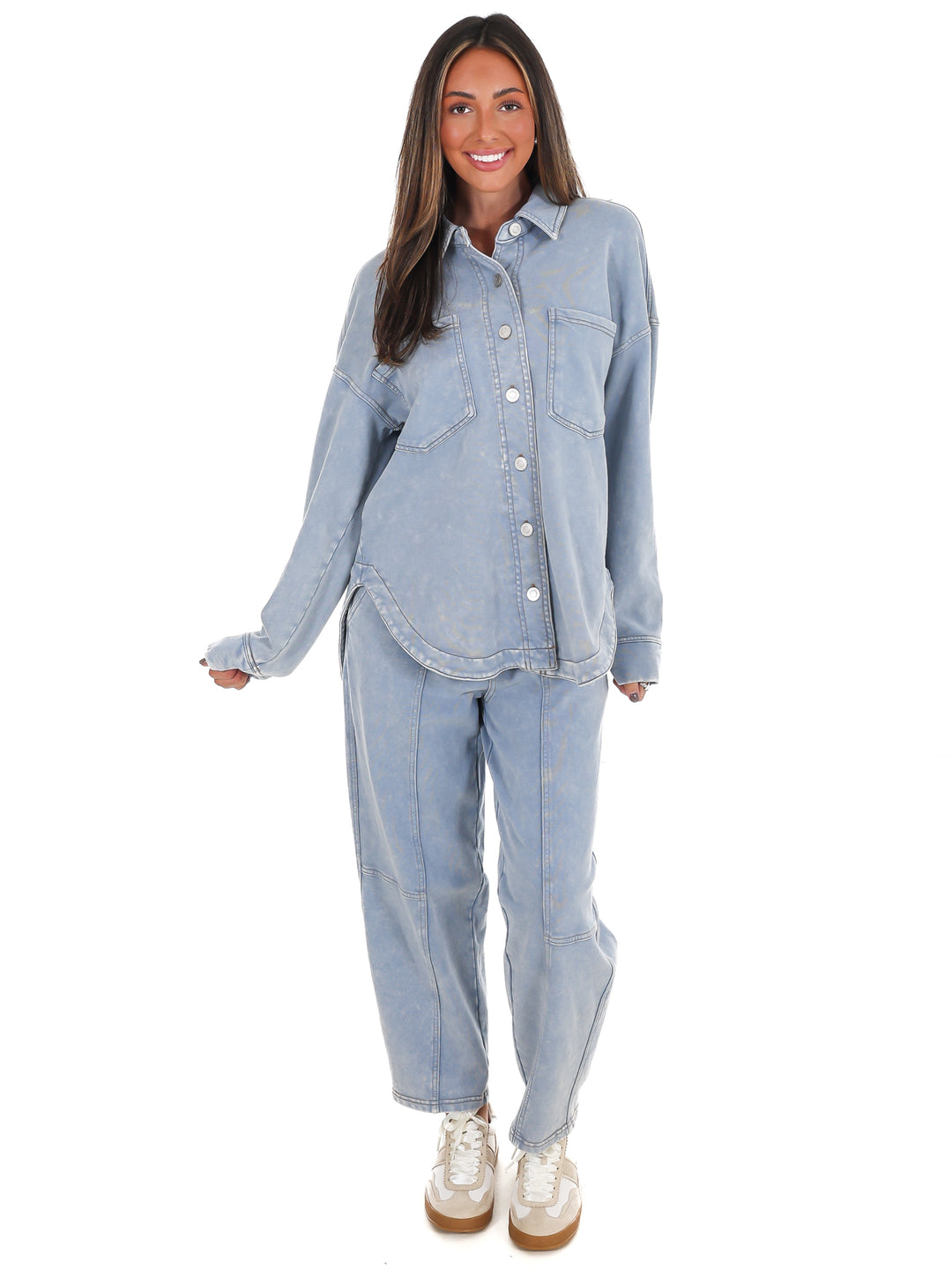 Chill Zone Acid Washed Button Down Shacket