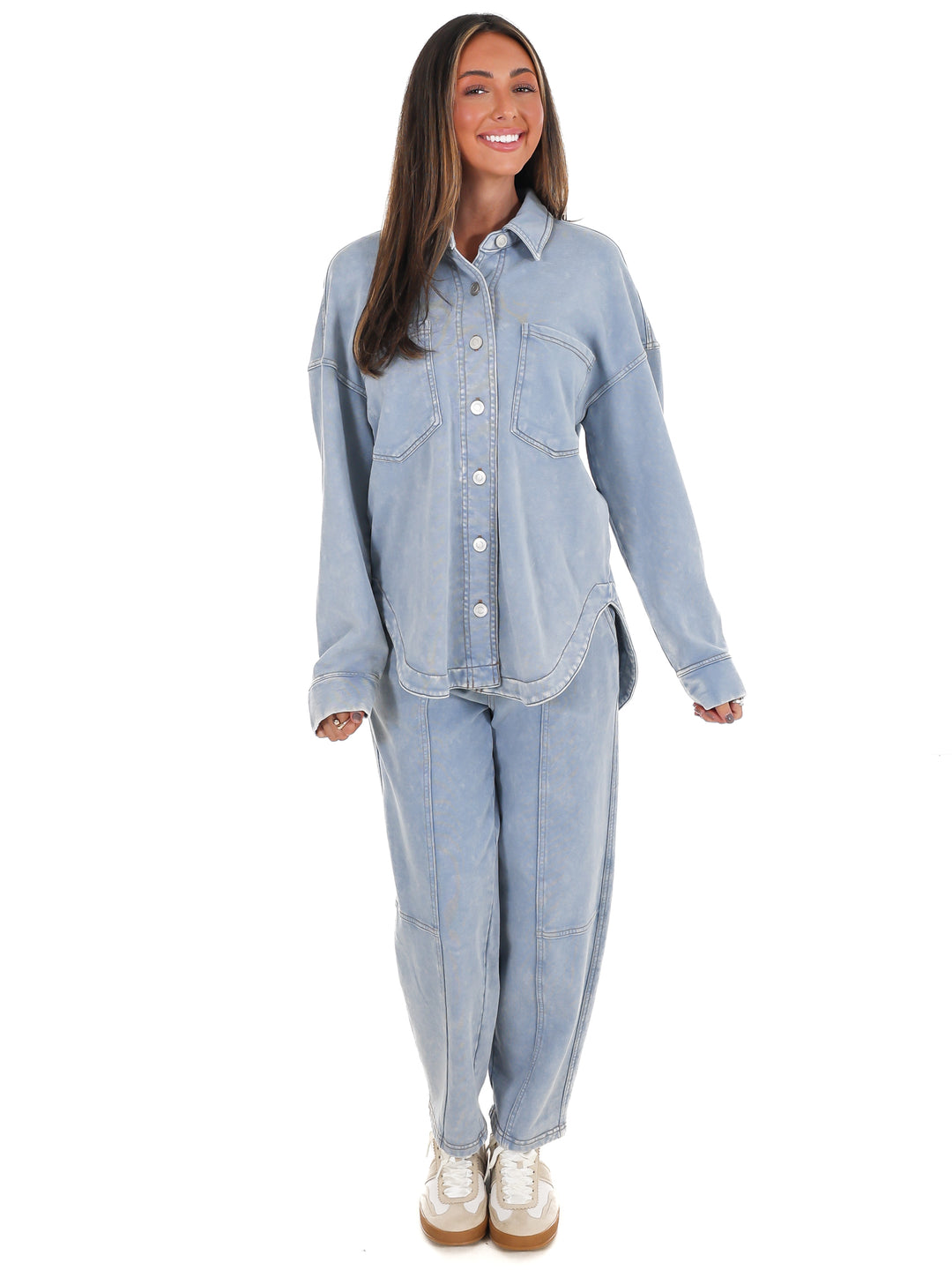 Chill Zone Acid Washed Button Down Shacket