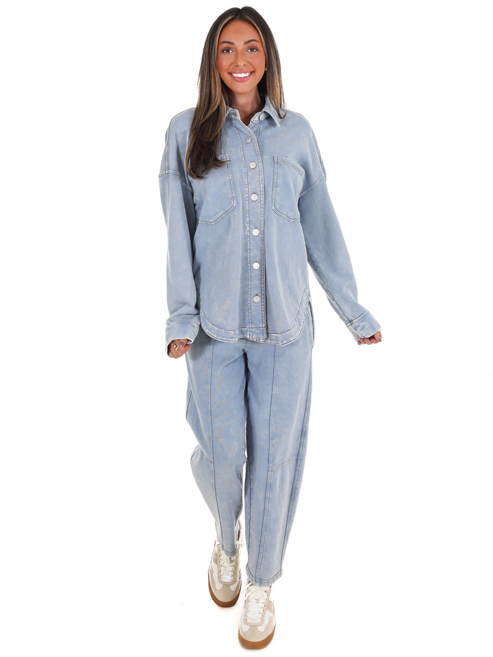 Chill Zone Acid Washed Button Down Shacket