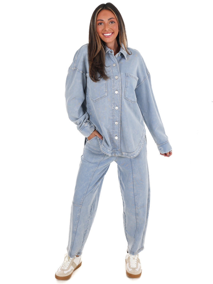 Chill Zone Acid Washed Button Down Shacket