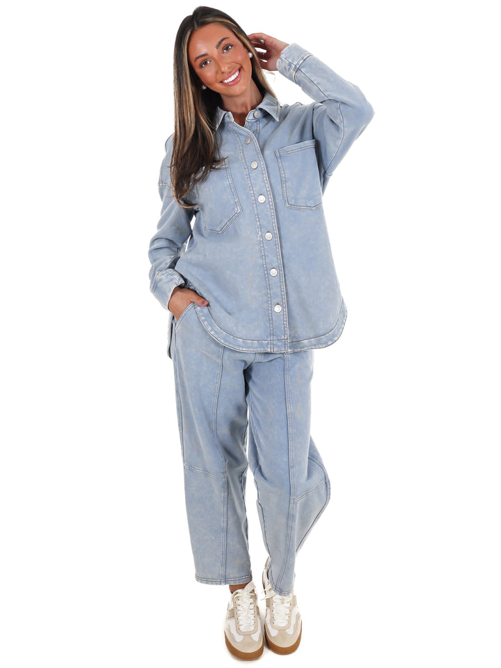 Chill Zone Acid Washed Button Down Shacket