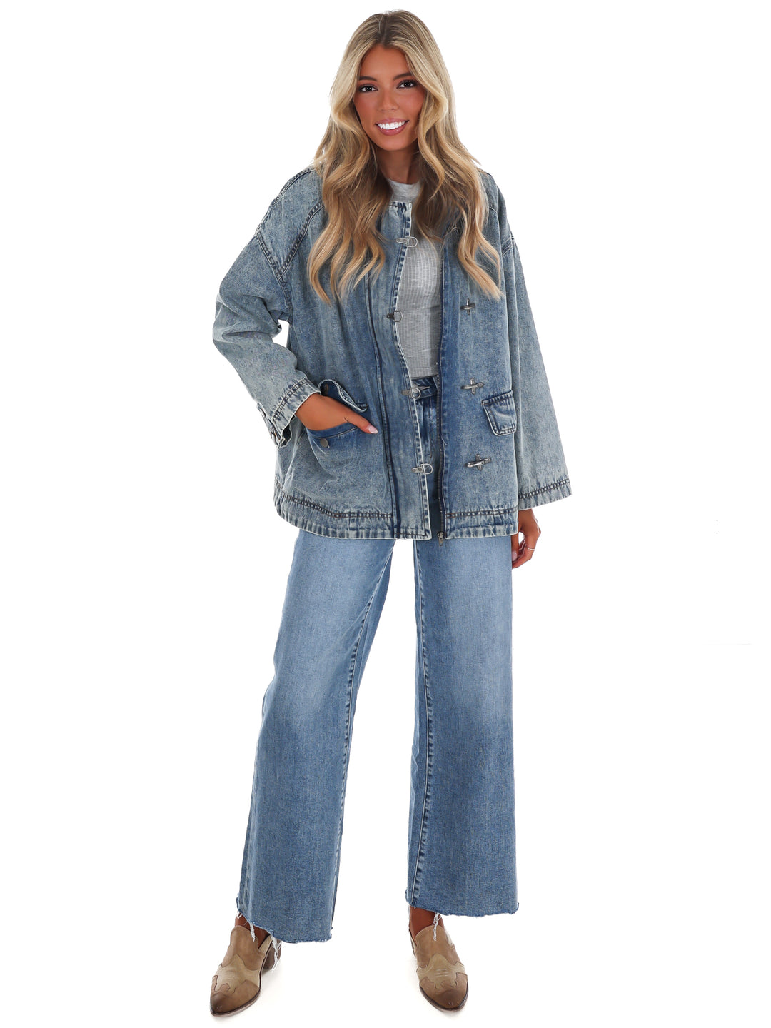 Weekend Ranch Contrast Collar Denim Jacket