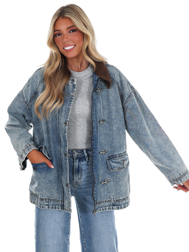 Weekend Ranch Contrast Collar Denim Jacket