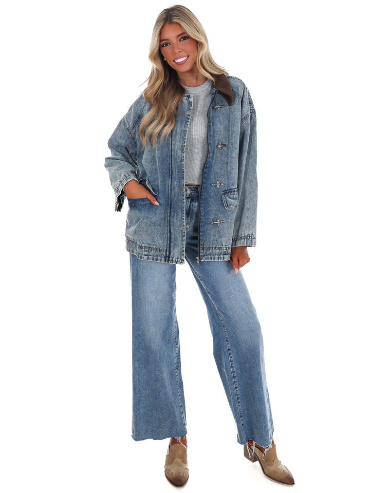 Weekend Ranch Contrast Collar Denim Jacket