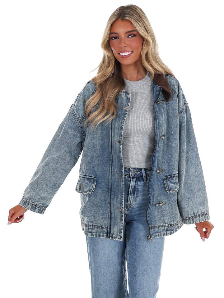 Weekend Ranch Contrast Collar Denim Jacket