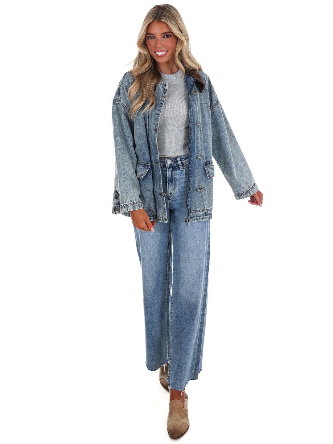 Weekend Ranch Contrast Collar Denim Jacket