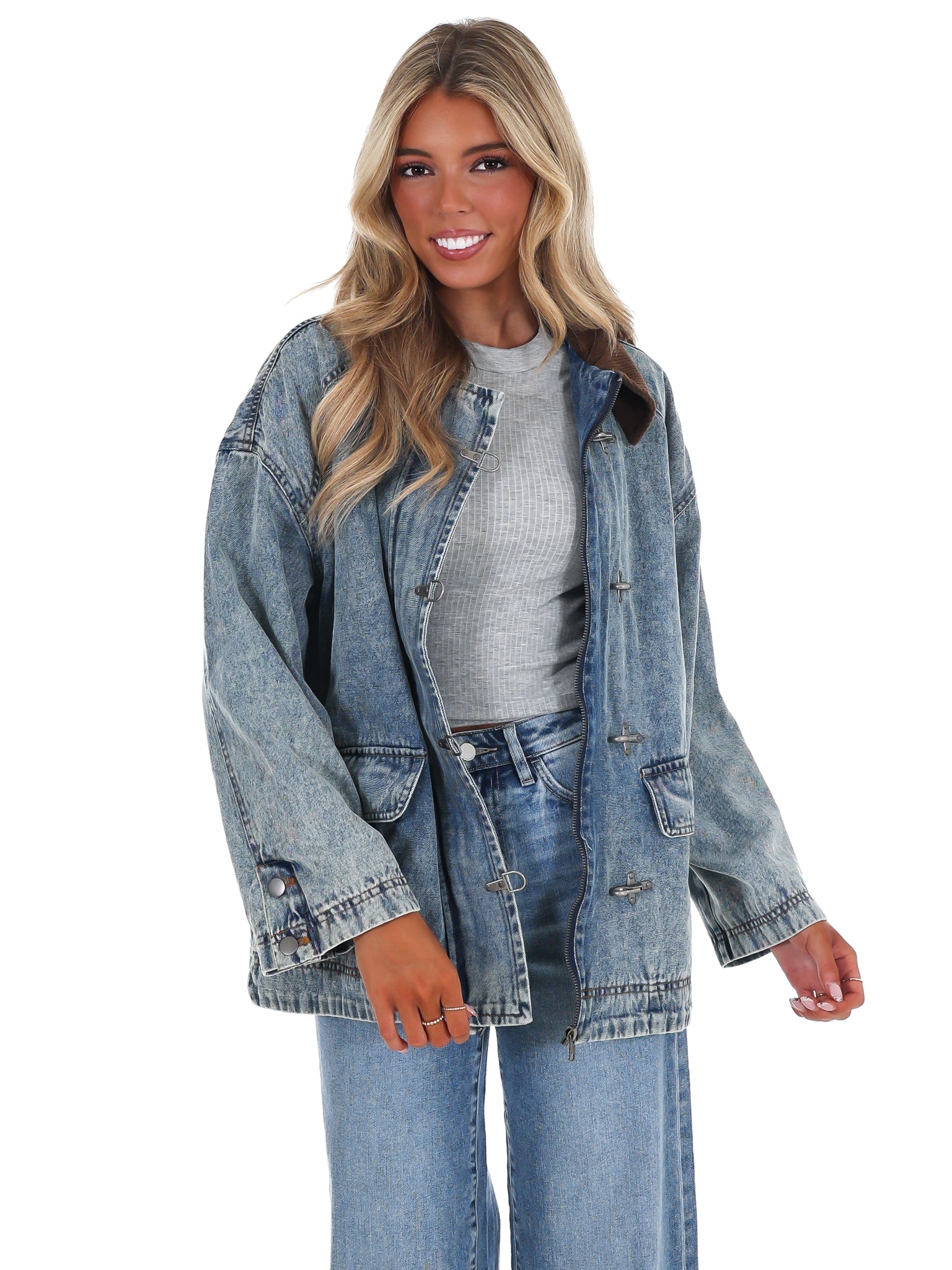 Weekend Ranch Contrast Collar Denim Jacket – Josie's Boutique