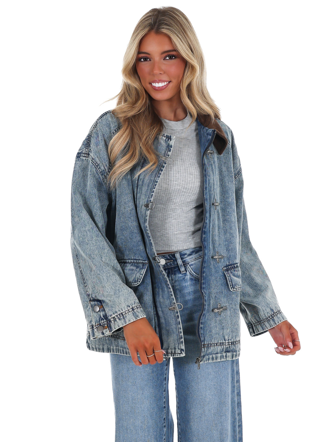 Weekend Ranch Contrast Collar Denim Jacket