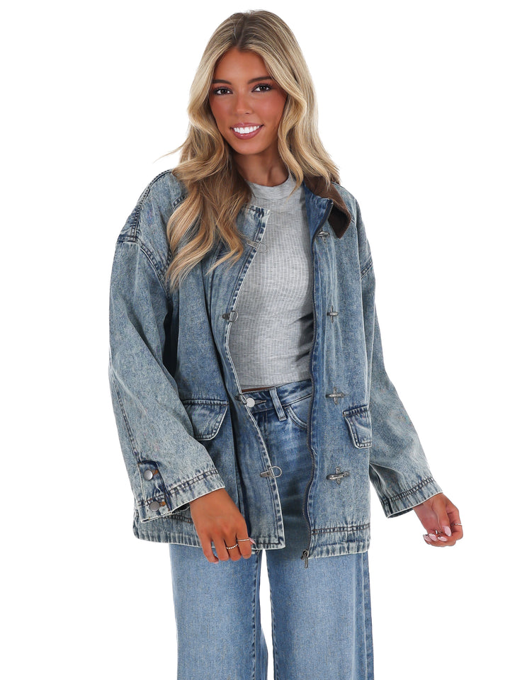 Weekend Ranch Contrast Collar Denim Jacket