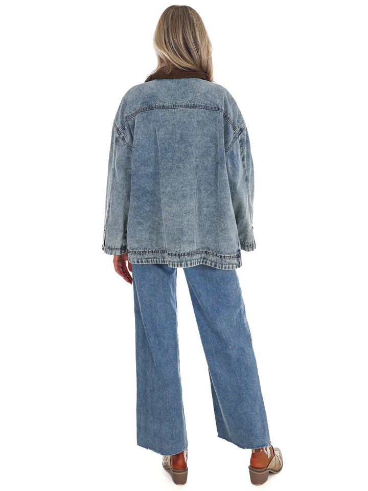 Weekend Ranch Contrast Collar Denim Jacket