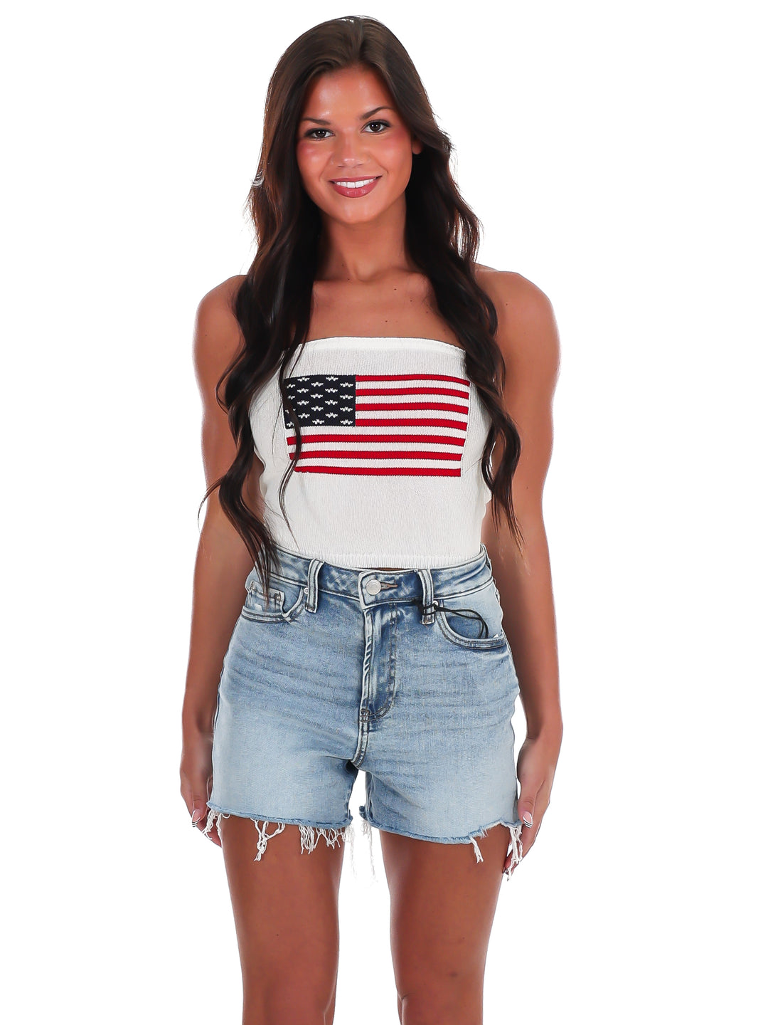 Americana Muse Strapless Crop Top